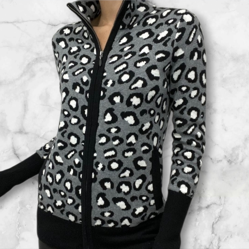 Rachel Zoe Animal Print Knit Cardigan Sweater (SIZE:MED)